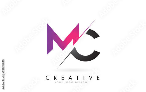 MC M C Letter Logo with Color block Design and Creative Cut.