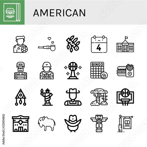 Set of american icons