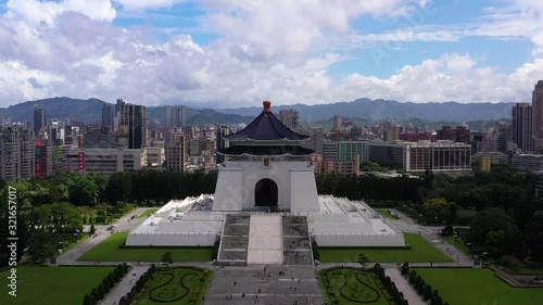 Aerial Taiwan Taipei Downtown Chiang Kai Shek Memorial Park September 2019 Sunny Day 4K Mavic Pro  Aerial video of Chiang Kai Shek Memorial Park in downtown Taipei Taiwan on a beautiful sunny day. photo