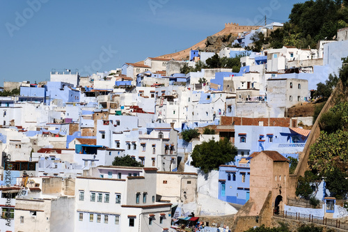 Fototapeta Naklejka Na Ścianę i Meble -  Landscape view of blue pearl of Morocco - Chefchaouen town