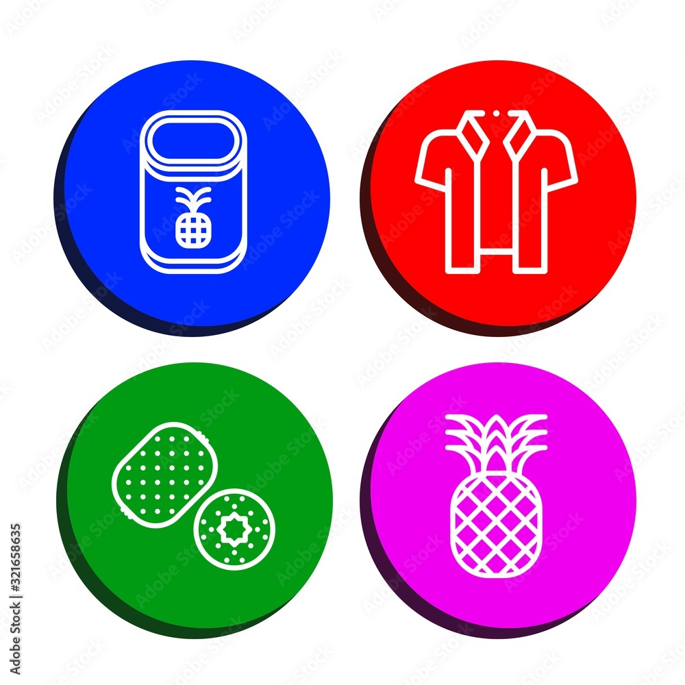 Set of pineapple icons Set of pineapple icons