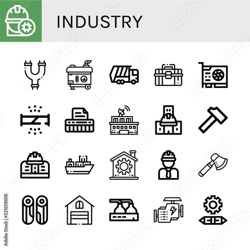 industry simple icons set