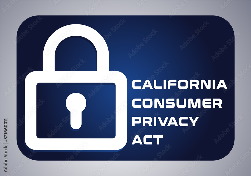 California consumer privacy act or CCPA symbol with lock flat vector icon for apps and websites California consumer privacy act or CCPA symbol with lock flat vector icon for apps and websites