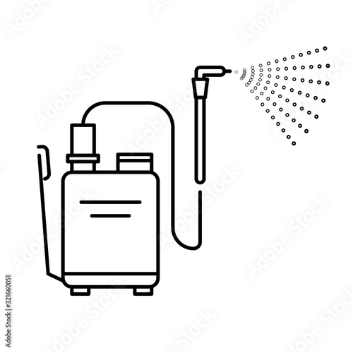 Spray tool, high pressure washer with sprayer isolated line icon