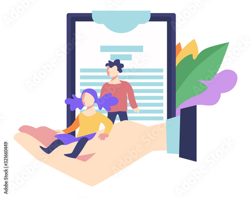 Children life insurance document or contract, kids healthcare