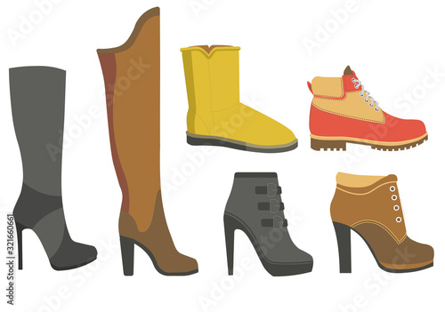 Shoe boots and women fall or winter footwear collection