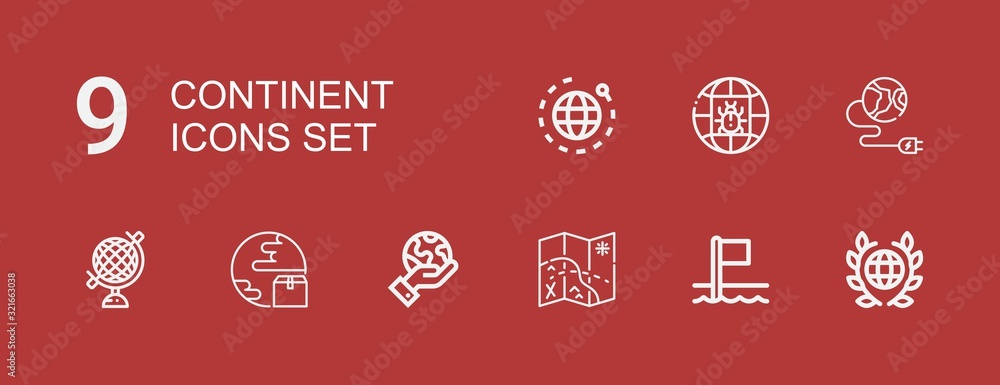 Fototapeta premium Editable 9 continent icons for web and mobile