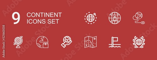 Editable 9 continent icons for web and mobile