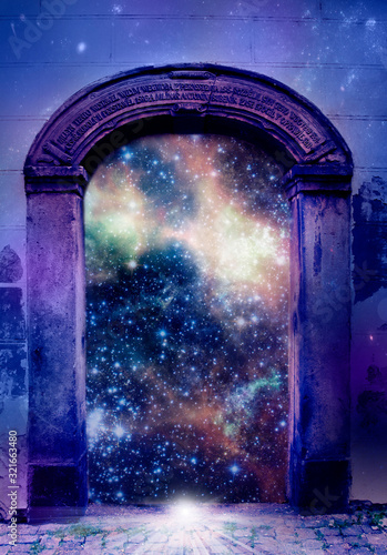 Fotografie, Obraz mystical mystic magic gate with stars and Universe like mystical background