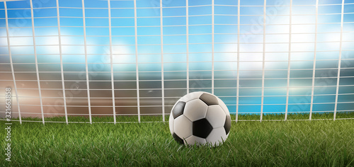 soccer ball 3d-illustration green soccer field and goal