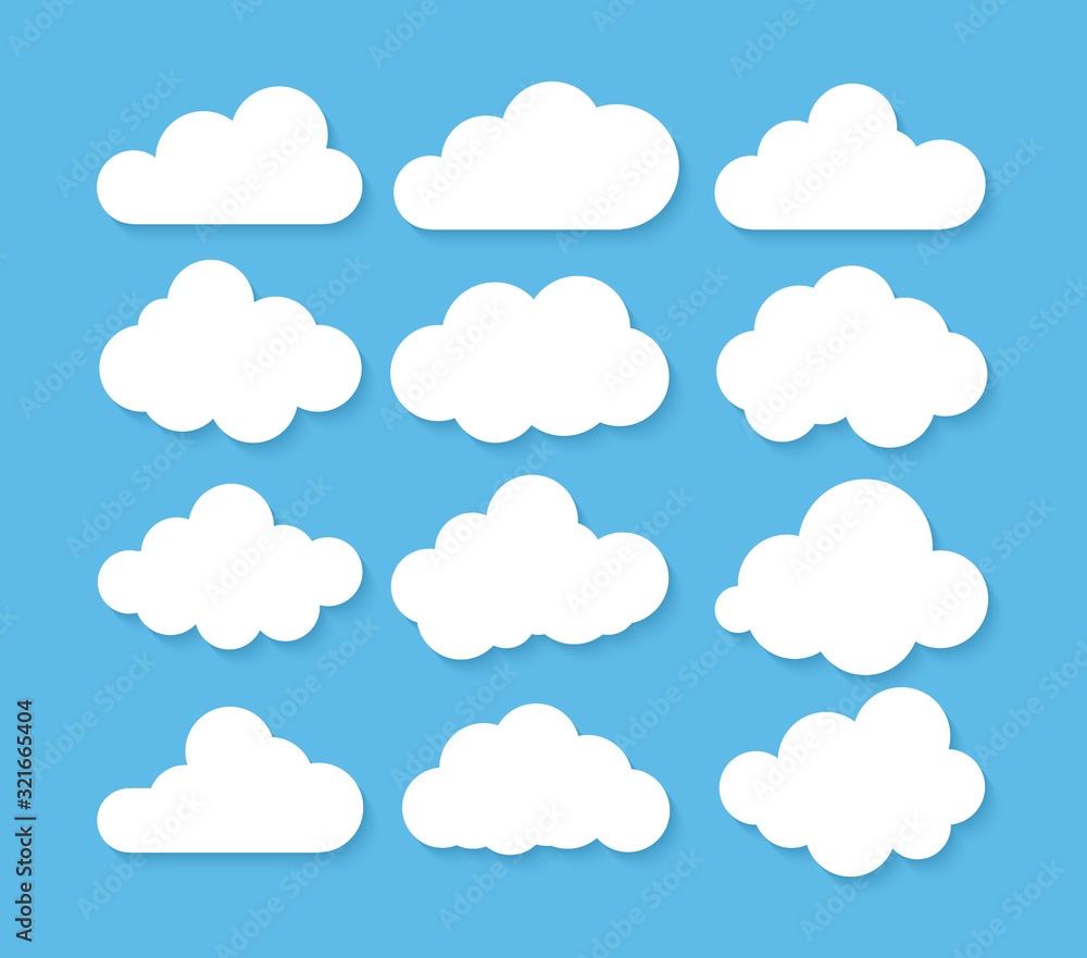 Clouds icon,  illustration. Cloud symbol or logo, different clouds set