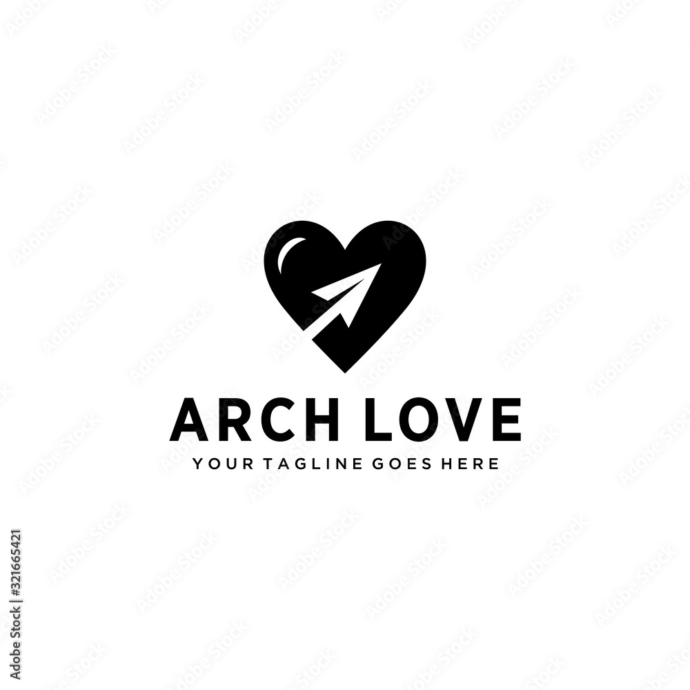 creative modern heart Love vector arch sign logo Decorative design 