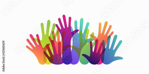 hands of different colors. cultural and ethnic diversity, vector illustration