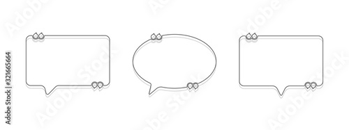 Set of speech bubble quote icons outline style. Flat vector design