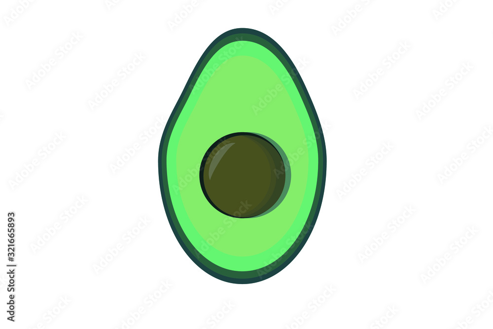 Vector flat image of an avocado on a white background Vector flat image of an avocado on a white background
