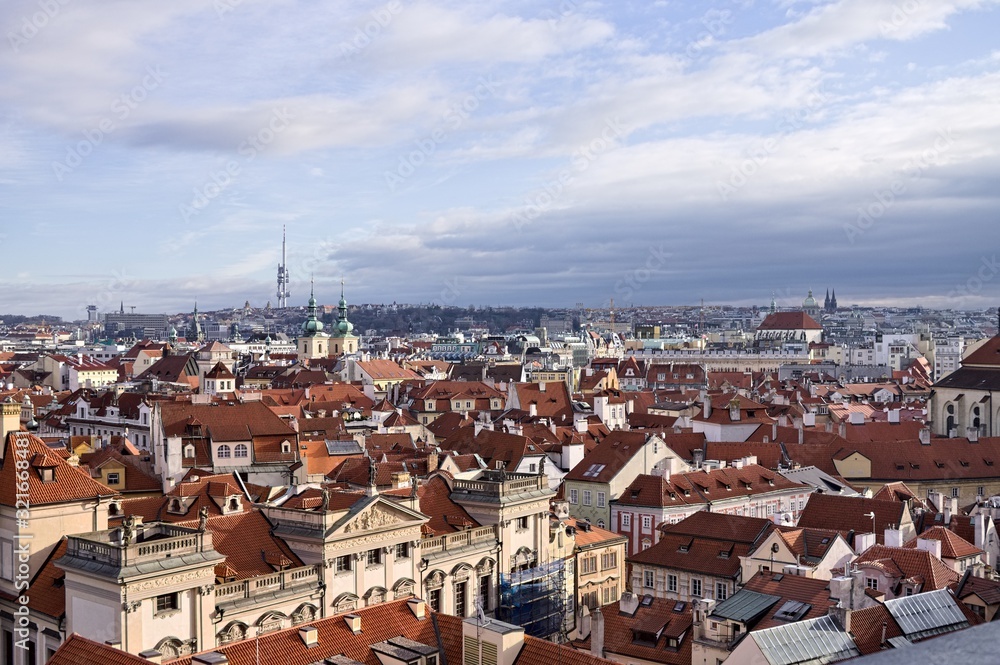 Panoramic view of the city of Prague (Czech Republic, Europe)