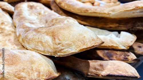 Georgian bread. Shotis Puri with a crispy crust photo