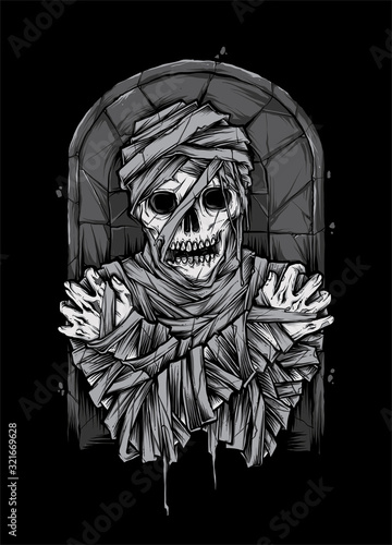 Mummy corpse zombie illustration tshirt