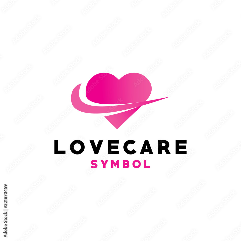 Love Care logo design vector template with Flat Concept style. heart icon for clinic, insurance, medical, health, medicine, hospital, Company And Business.