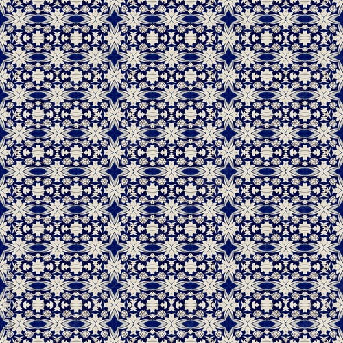 seamless indigo intense blue geometric pattern
