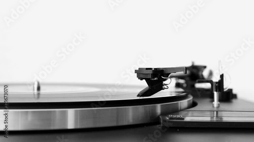 Old vinyl and turntable for retro music