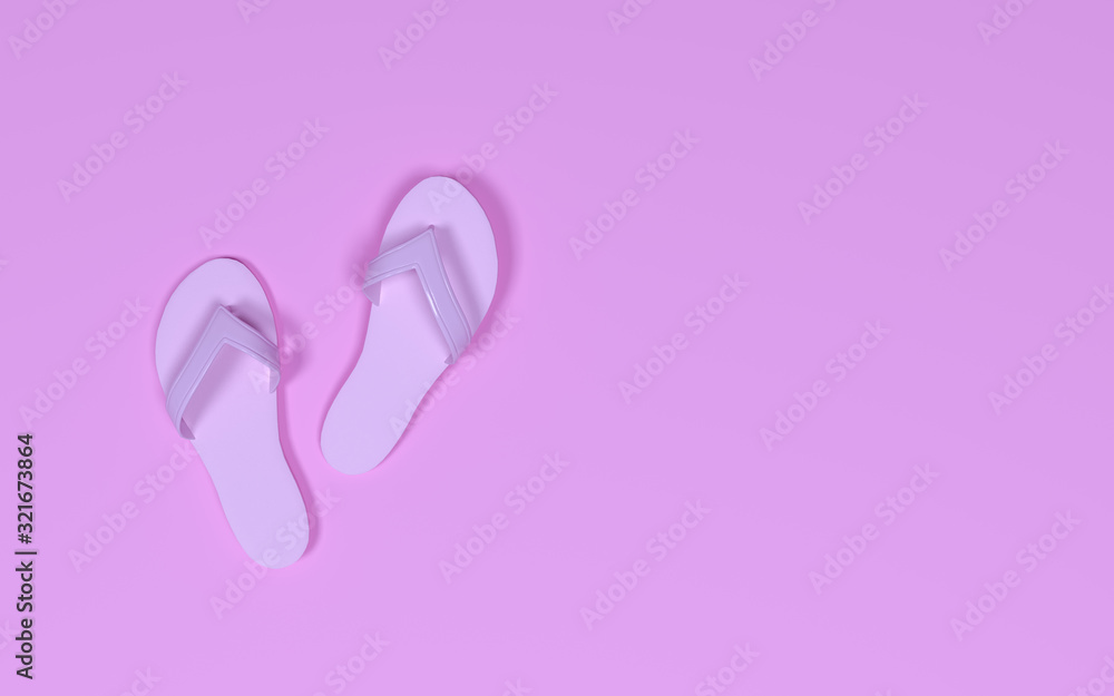 Rubber slippers on pastel background. Rubber slippers on pastel background.