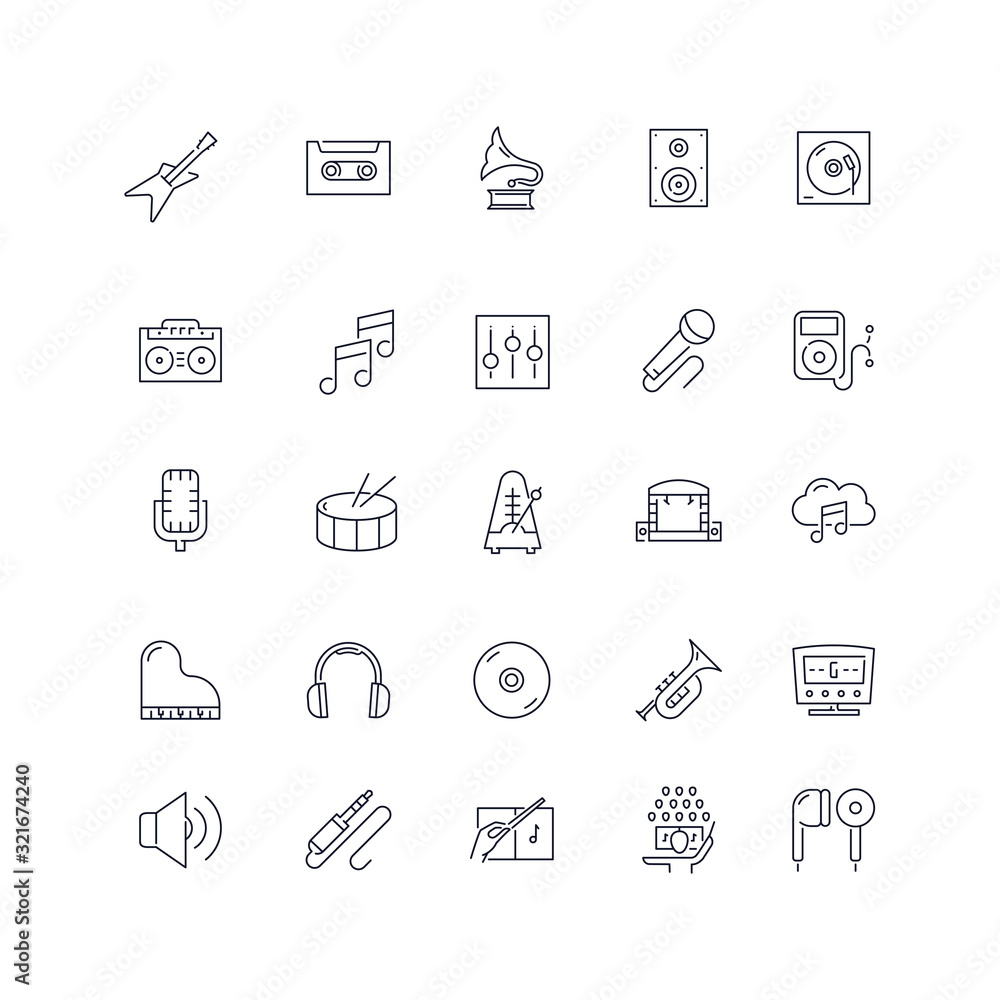 Line icons set. Music pack. Vector illustration Line icons set. Music pack. Vector illustration