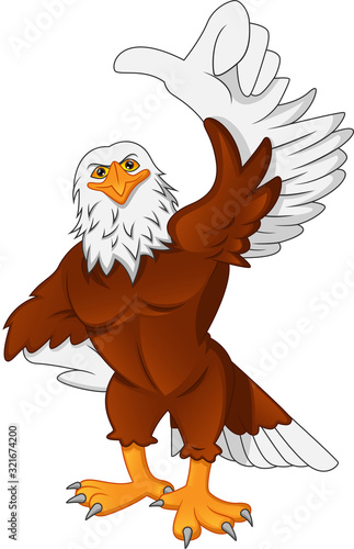 cute eagle cartoon thumb up