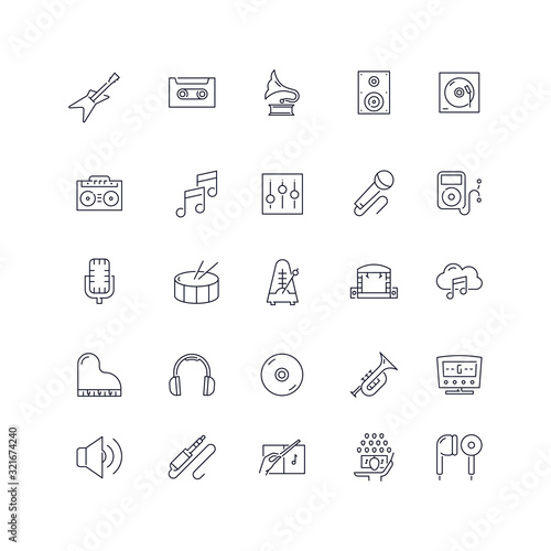 Line icons set. Music pack. Vector illustration