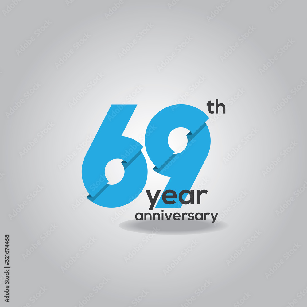 69 Years Anniversary Celebration Blue and White Vector Template Design Illustration 69 Years Anniversary Celebration Blue and White Vector Template Design Illustration