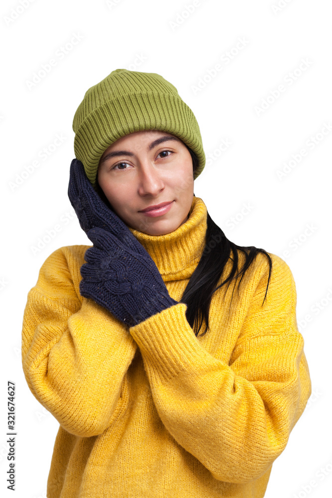 Nice young girl in knitted winter clothes. Nice young girl in knitted winter clothes.