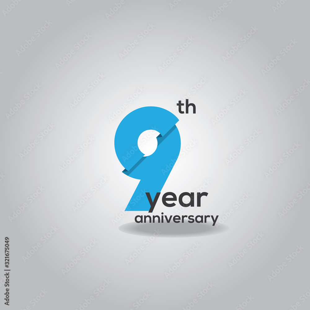9 Years Anniversary Celebration Blue and White Vector Template Design Illustration 9 Years Anniversary Celebration Blue and White Vector Template Design Illustration