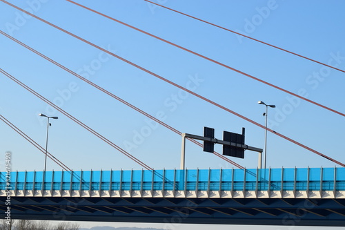 Neuwied Raiffeisenbrücke und Insel bei Hochwasser photo