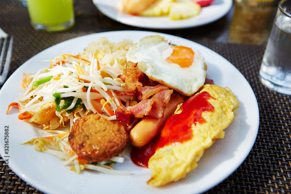 Hotel breakfast buffet on plate Hotel breakfast buffet on plate