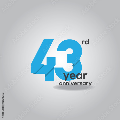 43 Years Anniversary Celebration Blue and White Vector Template Design Illustration