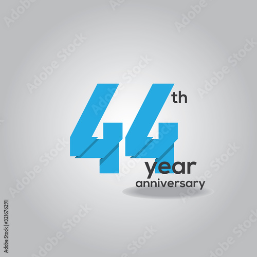 44 Years Anniversary Celebration Blue and White Vector Template Design Illustration