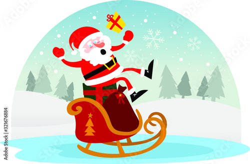 santa claus on sledge
