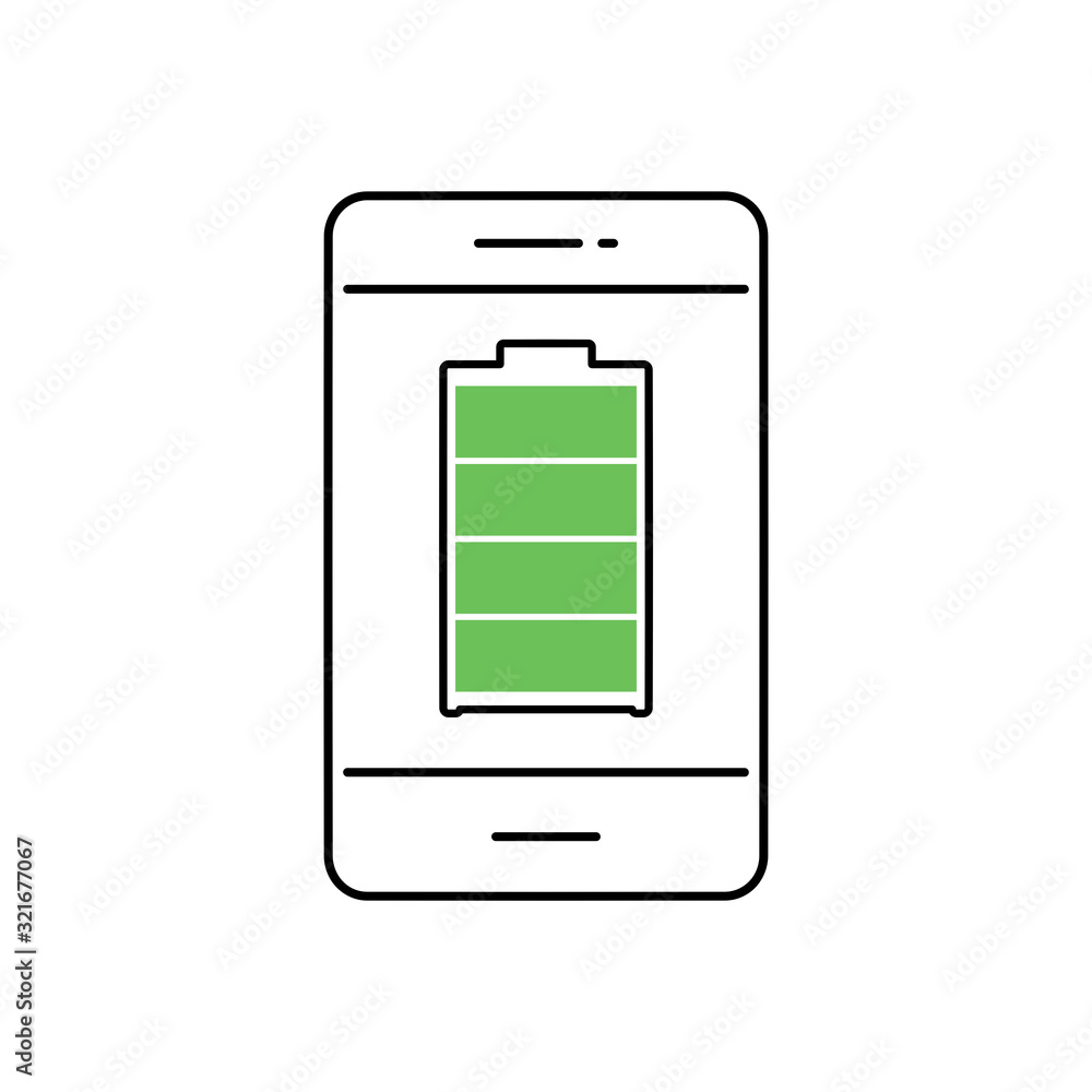 Battery icon. Flat style illustration. Isolated on white background. Battery icon. Flat style illustration. Isolated on white background.