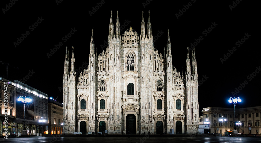 Duomo of Milan cathedral in the night