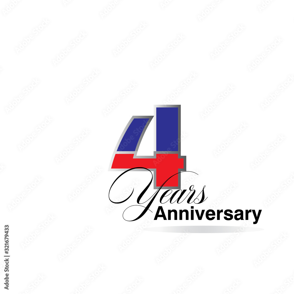 4 Years Anniversary Celebration Red and Blue Vector Template Design Illustration 4 Years Anniversary Celebration Red and Blue Vector Template Design Illustration