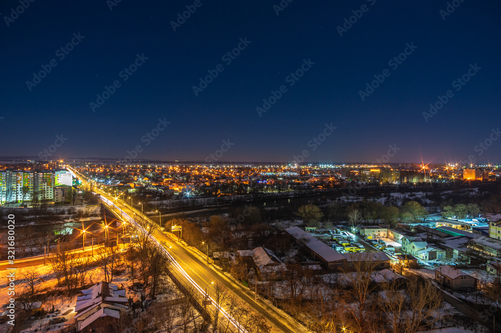 Fototapeta premium View of the night city from a height