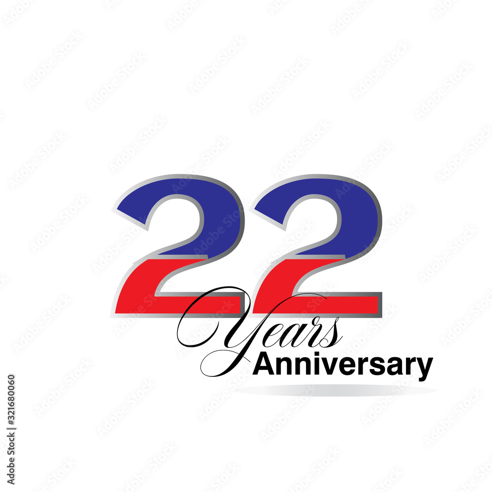22 Years Anniversary Celebration Red and Blue Vector Template Design Illustration 22 Years Anniversary Celebration Red and Blue Vector Template Design Illustration