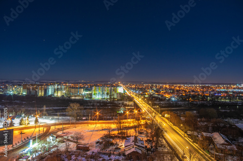 View of the night city from a height