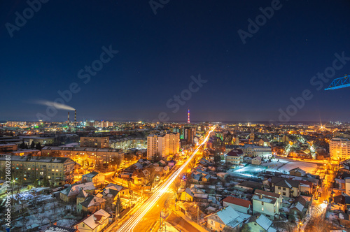 View of the night city from a height