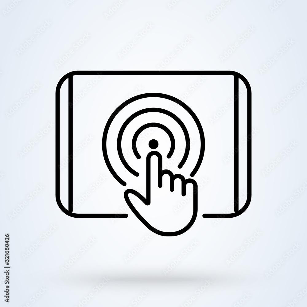 Touchscreen, touch gesture icon. Digital interaction symbol. Finger click, pointer on screen. Touch icon. Touchscreen, touch gesture icon. Digital interaction symbol. Finger click, pointer on screen. Touch icon.