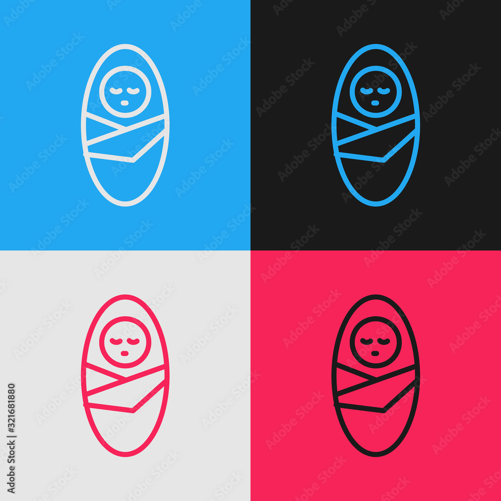 Baby socks color line icon. Isolated