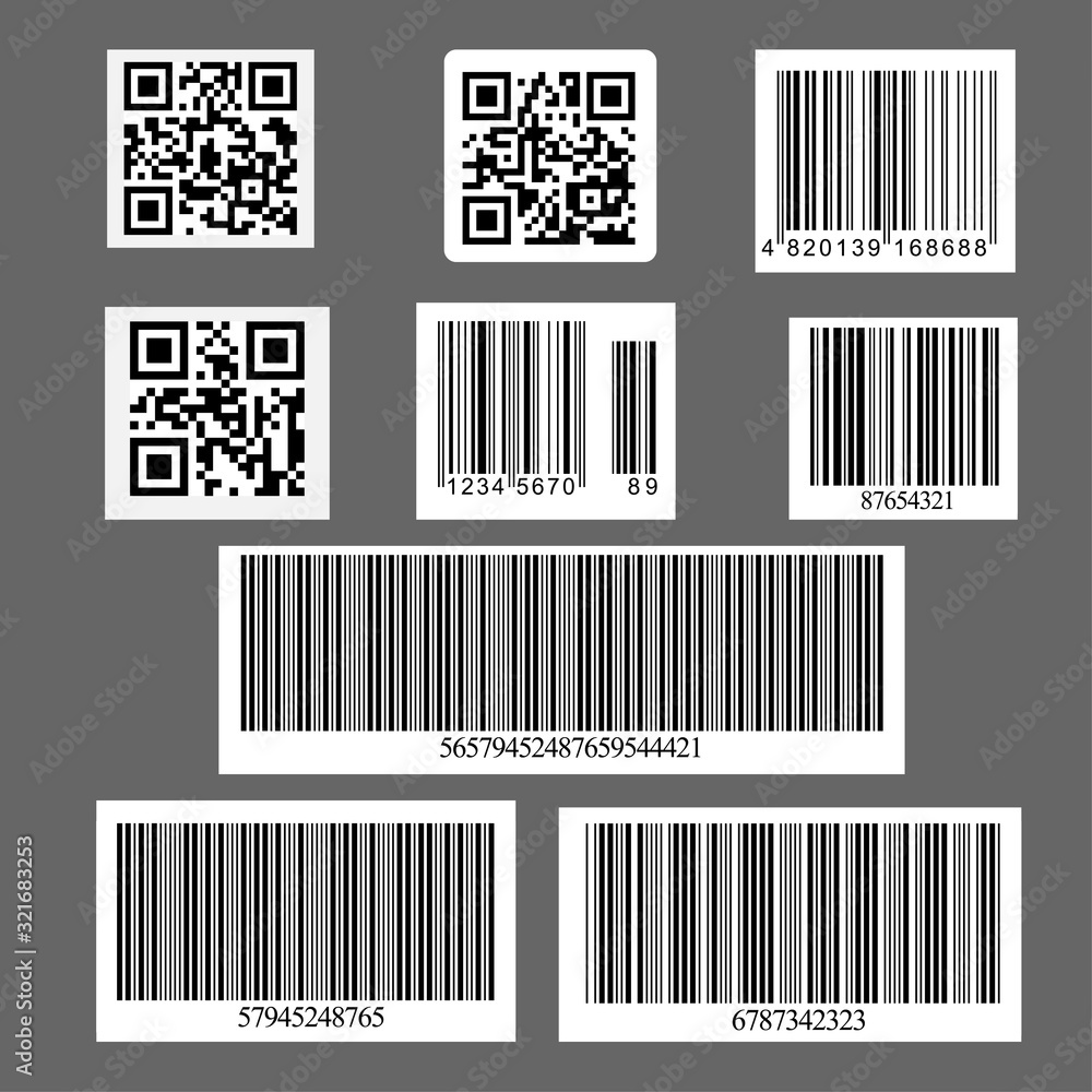 Vector illustration of barcodes and QR codes, used in supermarkets and stores, carries an industrial sense. EPS 10 Vector illustration of barcodes and QR codes, used in supermarkets and stores, carries an industrial sense. EPS 10