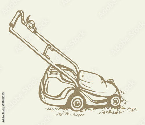Lawn mower. Vector drawing object