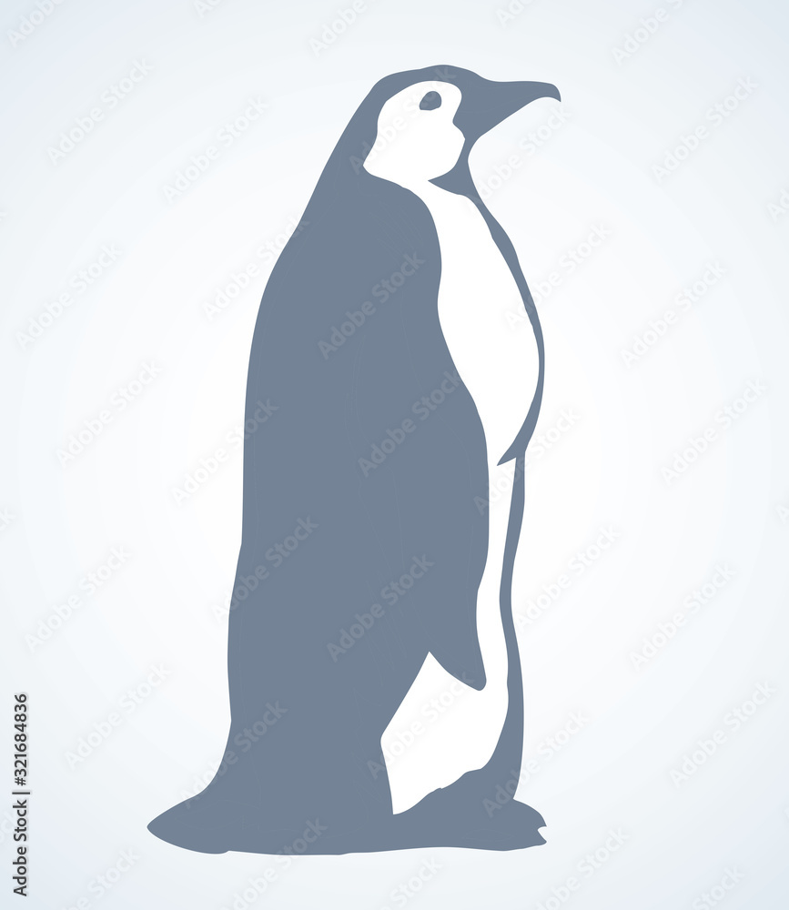 Obraz premium Penguin on the ice. Vector drawing