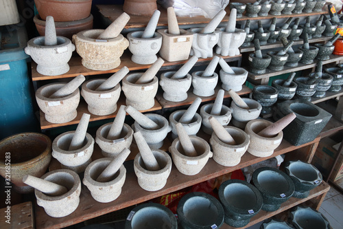 Granite stone mortar and pestle